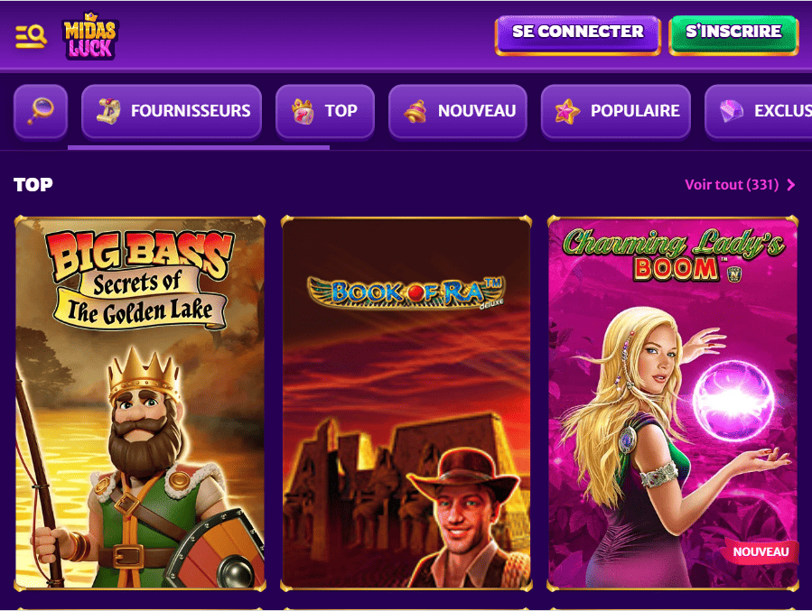 Essayer de Jouer sur Casino MidasLuck avec Génial Jeux et Slots