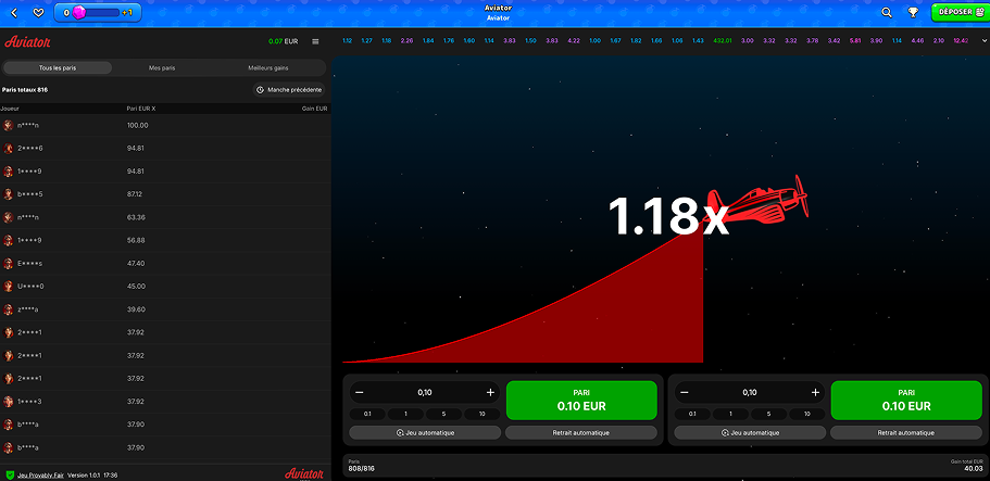 Jouer à Aviator au casino Pistolo